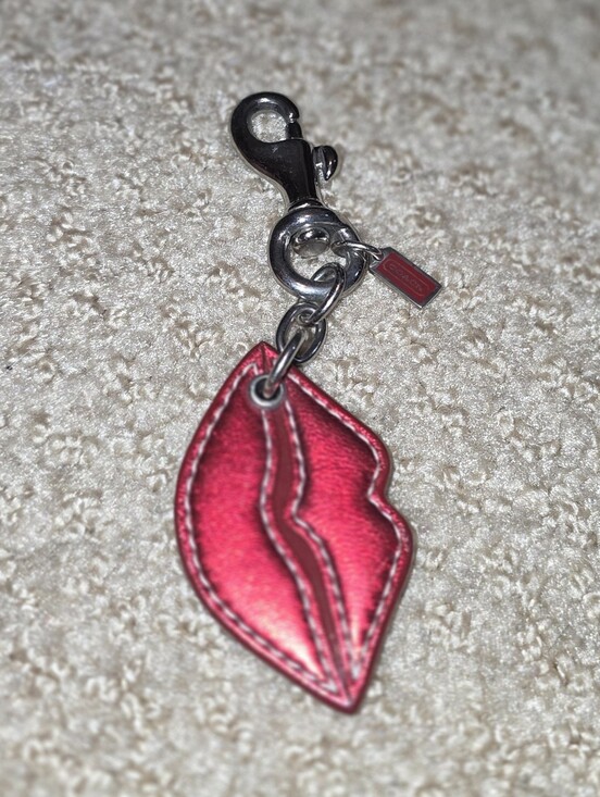 Coach Accessories - Coach Y2k Leather Kiss Lips Keychain Charm - Red